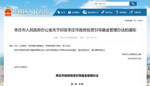 棗莊市政府投資引導基金管理辦法之投資管理